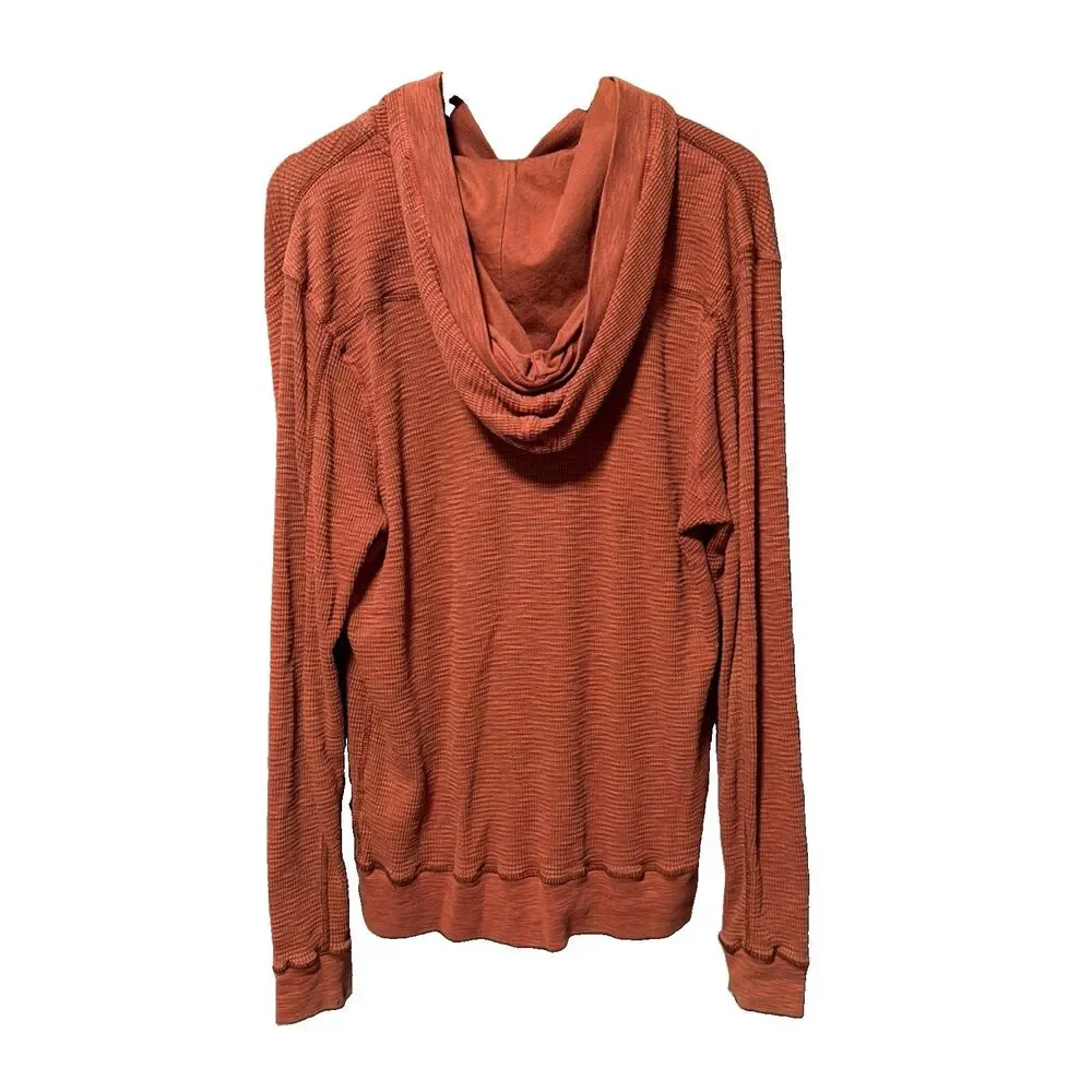 True Grit Sweatshirt Men Large Waffle Knit Thermal Henley Hooded